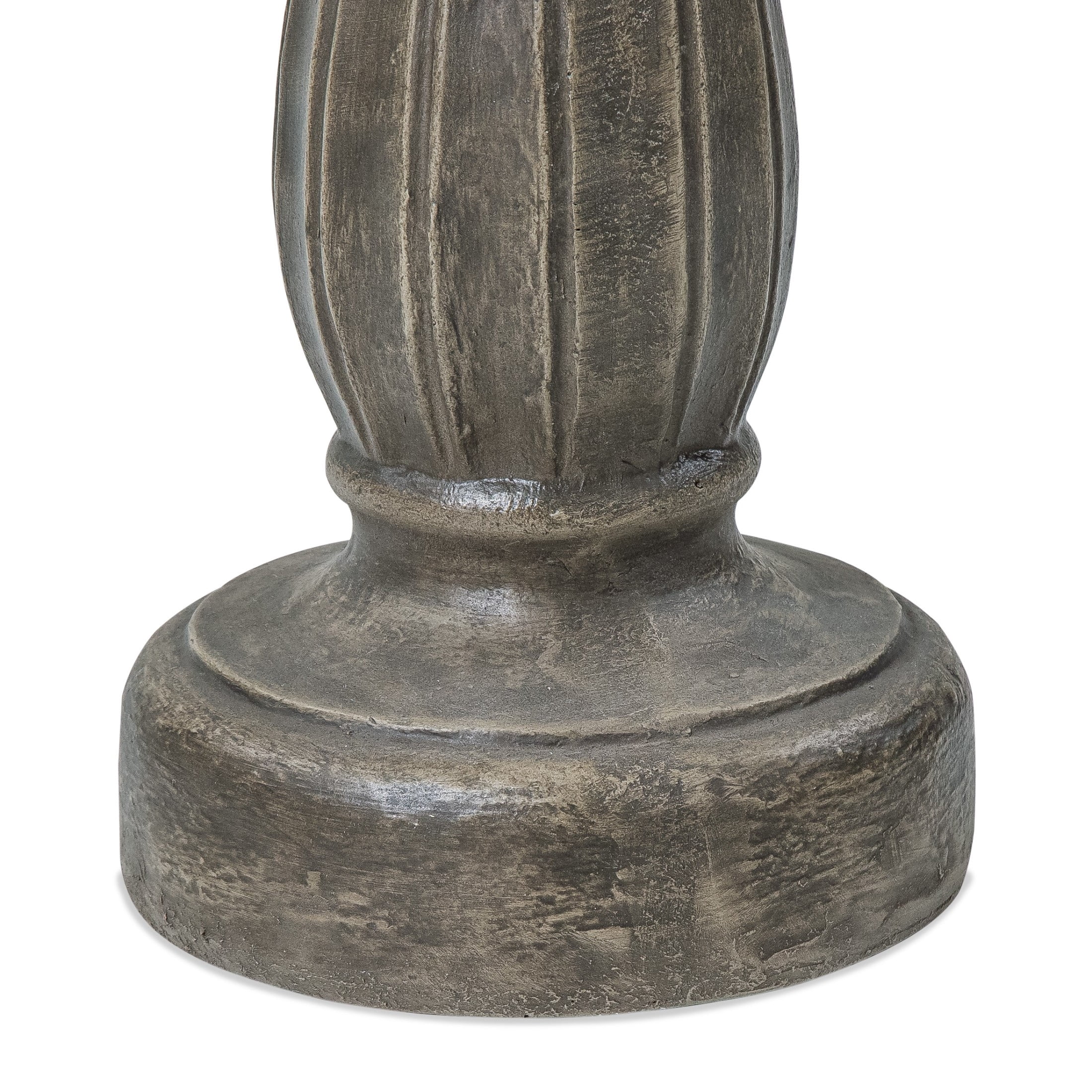 Christopher Knight Home 25" Outdoor Pedestal Bird Bath, Polyresin Retro Stone Look, Antique Gray