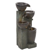 Stoned Jar Cascading Water Fountain with LED Lights