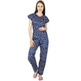 thumbnail image 2 of Bimba Women Cotton Night Wear Pajama Set Short Sleeve Shirt with Pyjamas- Blue, 2 of 6
