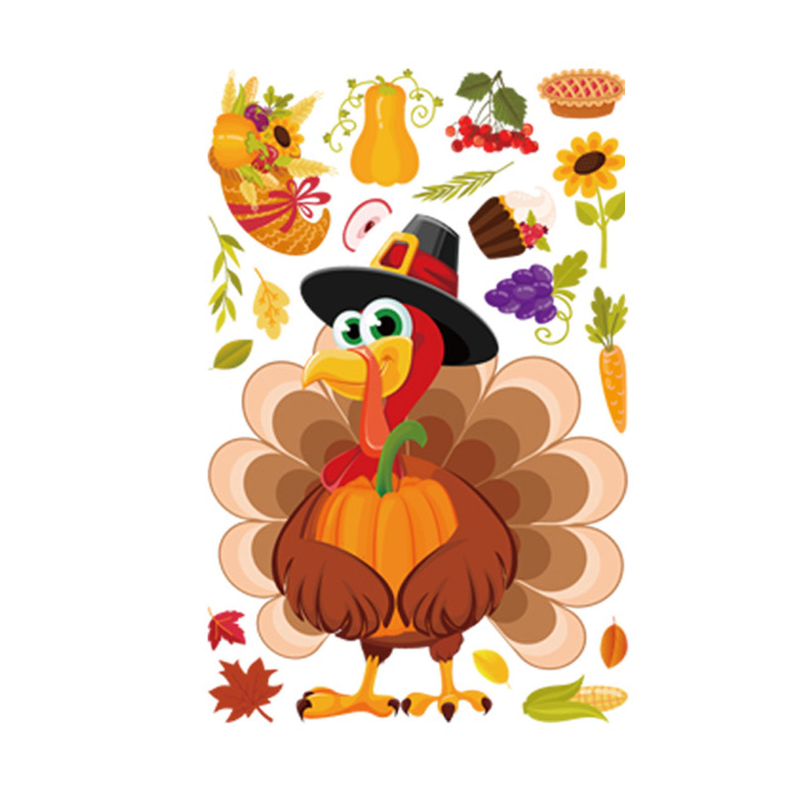 Thanksgiving Window Clings Decals Easy to Remove Window Clings for