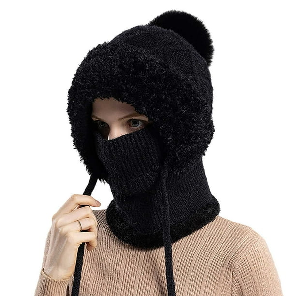 Máscaras para Mujeres Sombrero de Punto 3 en 1, Perfecto para las Mujeres para Usar con Bufandas Y Máscaras, Bufanda de Esquí de Punto Caliente Y Máscara para Otoño E Invierno.