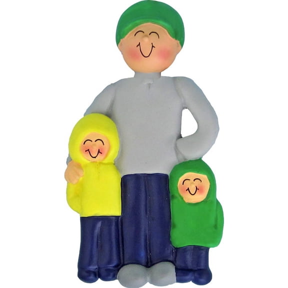 Parent Male with 2 Children Personalized  Christmas Ornament DO-IT-YOURSELF