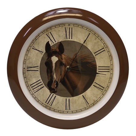 Horse Farmhouse Collection Vintage Natural Brown 13 inch Sound Wall Clock