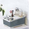 thumbnail image 2 of Blue Plastic Bathroom Caddy Organizer Basket For Cosmetics Makeup Brushes Pens 7.87X5.71X3.94 Inches, 2 of 6