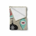 thumbnail image 2 of Christmas Soft Flannel Fleece Blanket, Retro Style Inspired Noel Slogan with Hanging Baubles on Doodle Grid Frame Print, Cozy Plush for Indoor and Outdoor Use, 70" x 90", Multicolor, by Ambesonne, 2 of 6