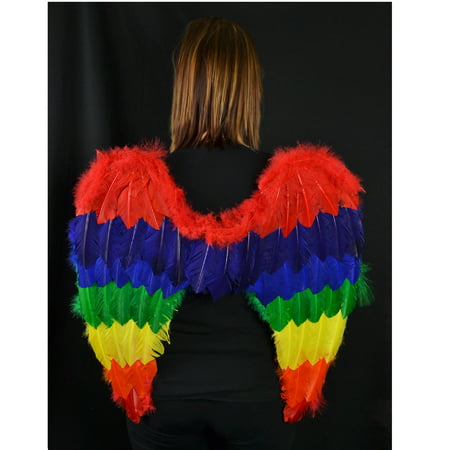 27” Vibrantly Colored Rainbow Pattern Adult Angel Wings Costume Accessories - One Size Fits Most