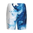 thumbnail image 2 of Lsque Blue White Fluid Art Mens Sleep Pajama Shorts,Short Pajama Pants, Cotton Ultra-Soft Knit-3X-Large, 2 of 9
