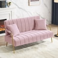 thumbnail image 5 of HSUNNS Loveseat Sofa, Modern Love Seat Couches for Living Room, Velvet Upholstered Love Seats Furniture with 2 Throw Pillows, Solid and Easy to Install Small Couch for Bedroom, Apartment, Pink, 5 of 11