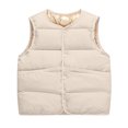 thumbnail image 6 of YUANxueke Kids Lightweight Crewneck Puffer Vest Sleeveless Padded Gilet Fall Winter Warm Quilted Vest,Beige,3-4 Years, 6 of 7