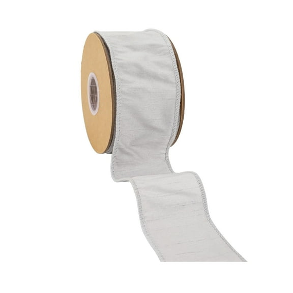 LaRibbons 2 1/2" Wired Dupioni Ribbon | 10 Yards | Silver