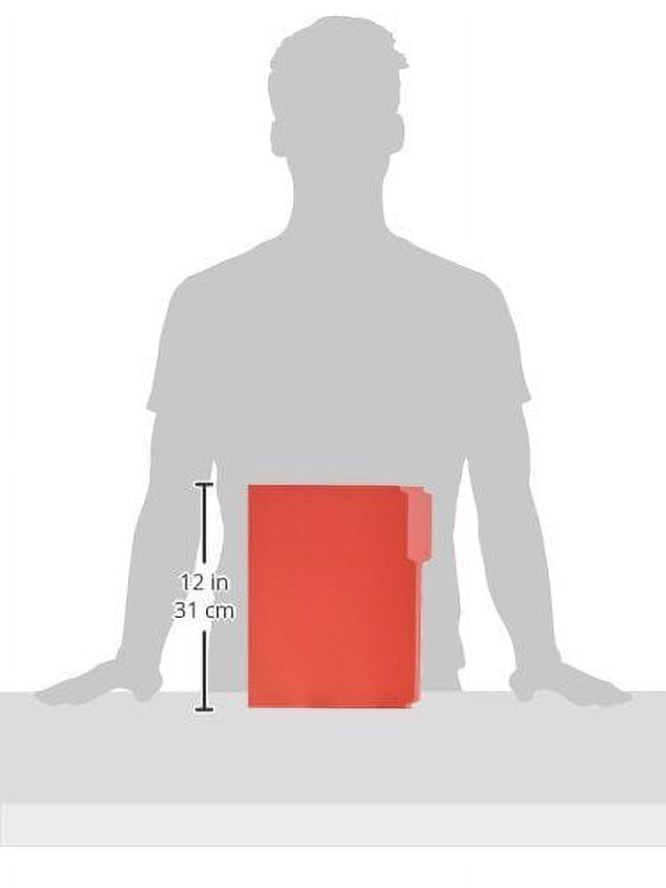 School Smart Mediumweight Stock 1/3 Cut 2-Tone Reversible File Folder, Letter, 3/4 in Expansion, Red, Pack of 100