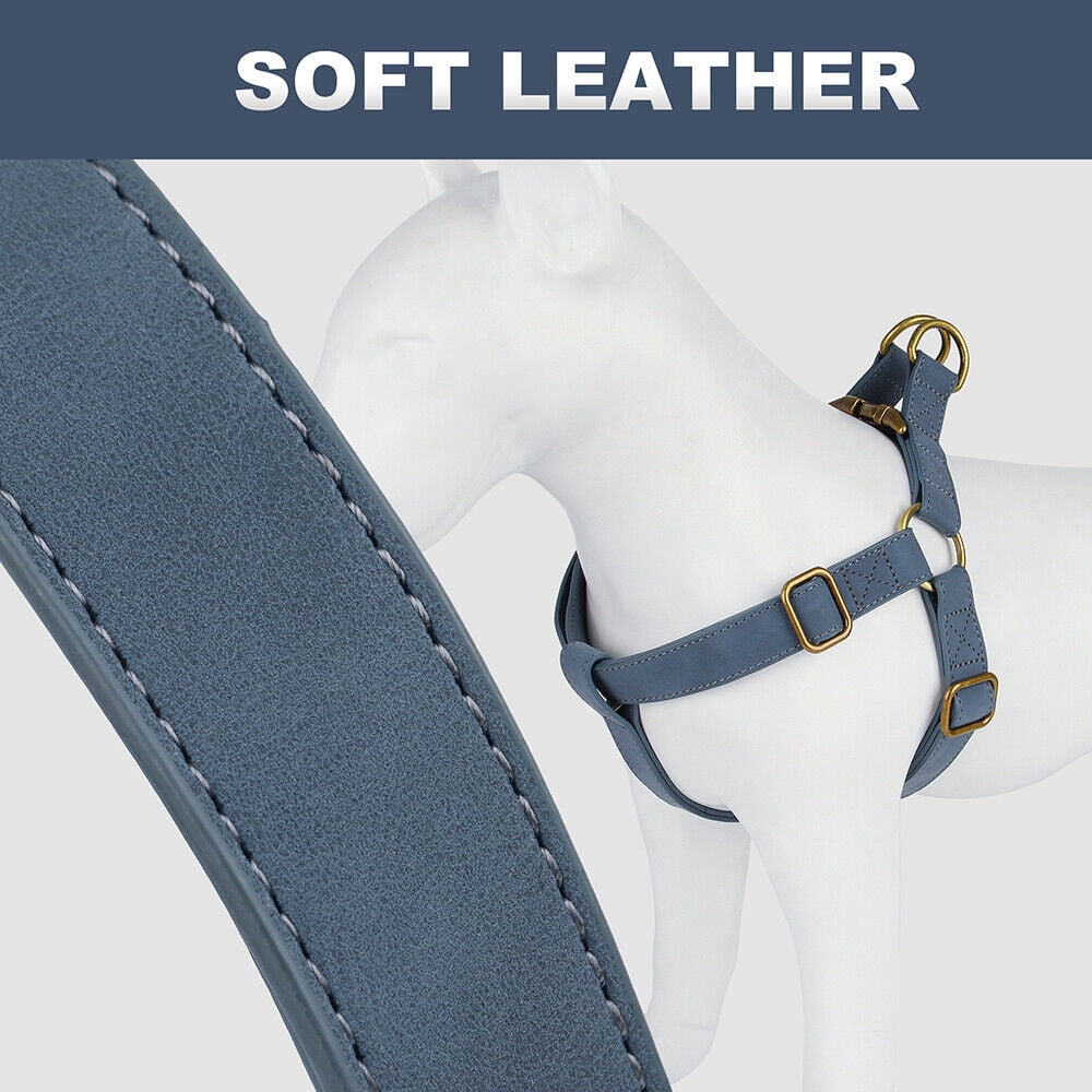 Pet Artist PU Leather Step In Dog Harness Pet Chest Strap Vest Adjustable French Bulldog