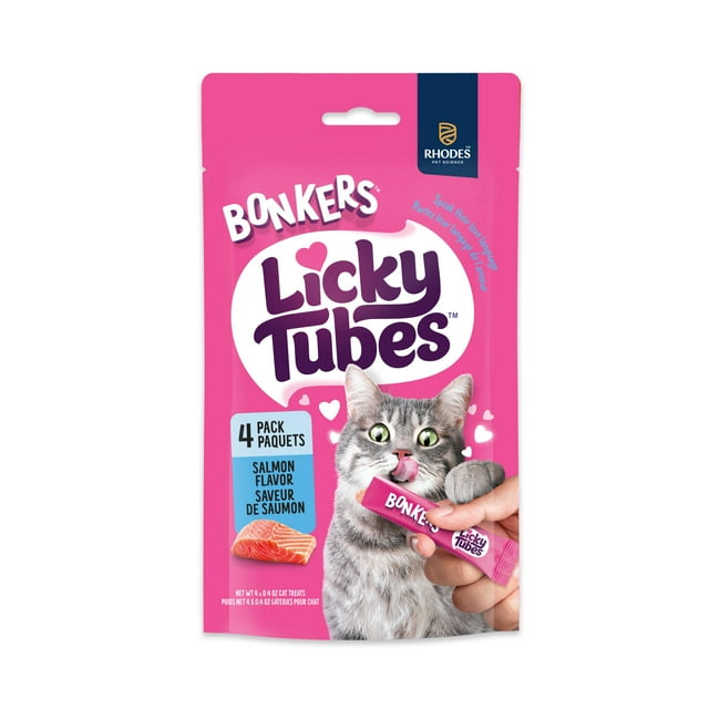 BONKERS Licky Tubes Saveur de Saumon Gâteries Humides à Lécher pour Chats Lot de 4