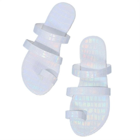 

Pfysire Womens Summer Toe Orthopedic Slide Ring Sandals Slip On Shoes White US 10