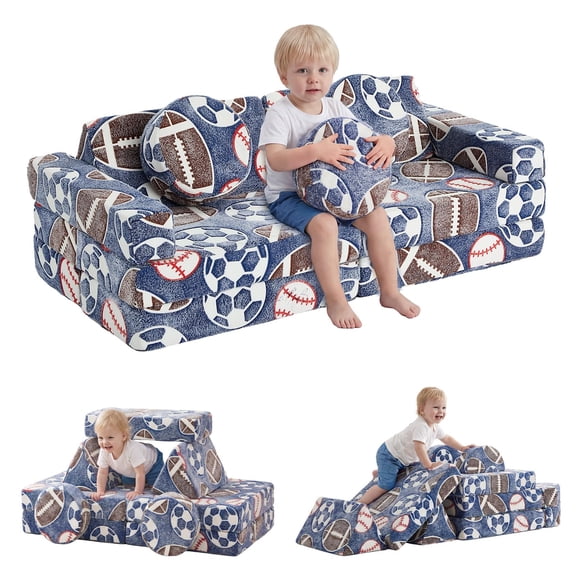 Kids Play Couch for Toddlers, Modular Kids Couch with Glow-in-Dark, Modular Play Couch for Creative Builds, Removable Washable Covers