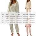 thumbnail image 3 of HAiming 2 Piece Womens Pajama Sets Long Sleeve Smocked Casual Shirts Comfy Pants Lounge Sets Fall Winter Sleepwear, 3 of 8