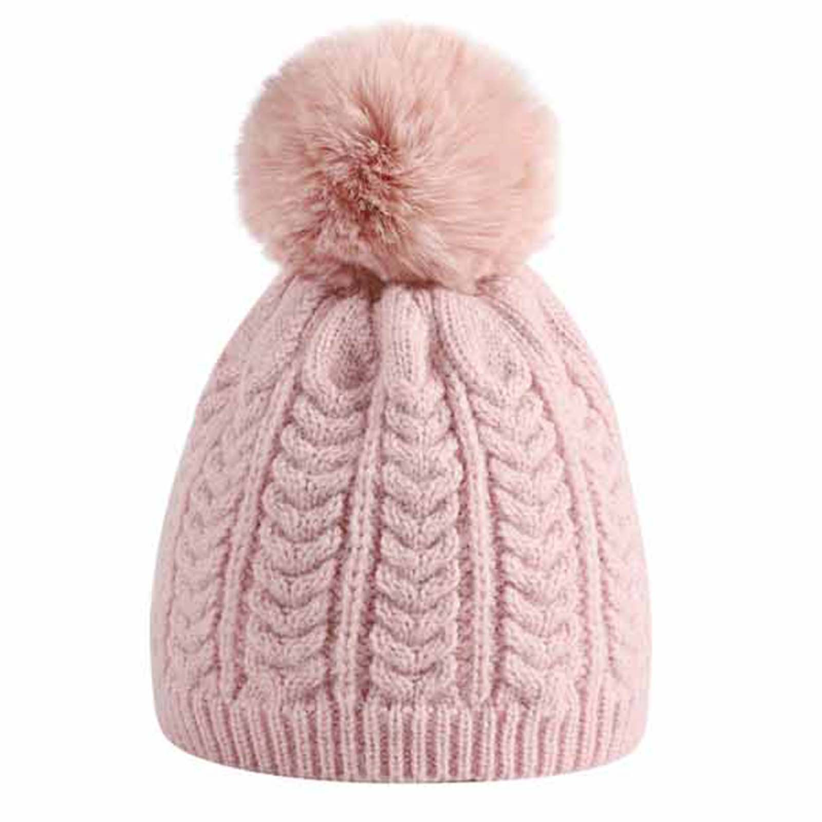 Lolmot Newborn Toddler Kids Winter Warm Fleece Beanie Hats Thick Warm Pompom Crochet Hairball Knit Cap - image 2 of 3