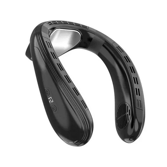 New Neck Air Conditioner Portable Neck Fan Rechargeable Semiconductor Cooling Bladeless Fan Outdoor Personal Fan Wearable Cooler(BLACK)