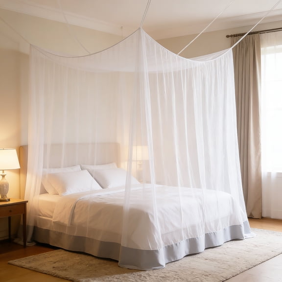 Mosquito Net for Bed, Camping Mosquito Net, Large White Bed Canopy Hanging Bed Net, Ideal for Bedroom Decorative, Travel with Storage Bag