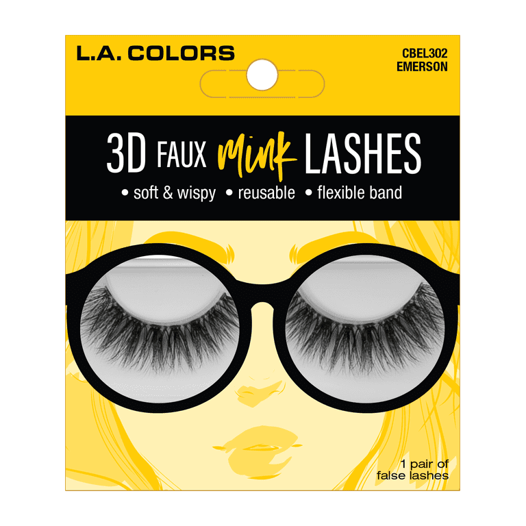L.A. COLORS 3D Faux Mink False Eyelashes, Emerson, 1 pair
