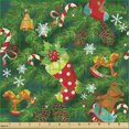 thumbnail image 2 of Ambesonne Christmas Fabric by the Yard Upholstery, Xmas Accessories Pine, 1 Yard, Dark Green Brown and Red, 2 of 5