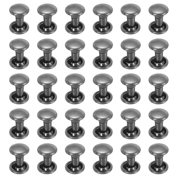 Uxcell 100 Sets Double Cap Leather Rivets, 6x8mm Round Cap Metal Studs Rivets for Leather Craft Repair DIY Purse Belts Bags Shoes, Black