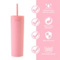 thumbnail image 5 of Moyic Botella de agua de 16OZ, vaso de paja esmerilado de plástico de 2 capas, bebida portátil, taza de té de la leche, soporte para café y jugo Mostrada Rosado NO1 Moyic HA007950-03B, 5 of 5