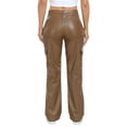 thumbnail image 6 of HDE Women's High Waisted Faux Leather Cargo Pants with Pockets Brown 33, 6 of 6