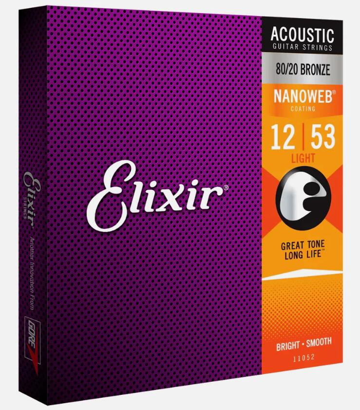 3 Pack! Elixir Light 12-53 Acoustic 80/20 Bronze Strings Nanoweb 11052