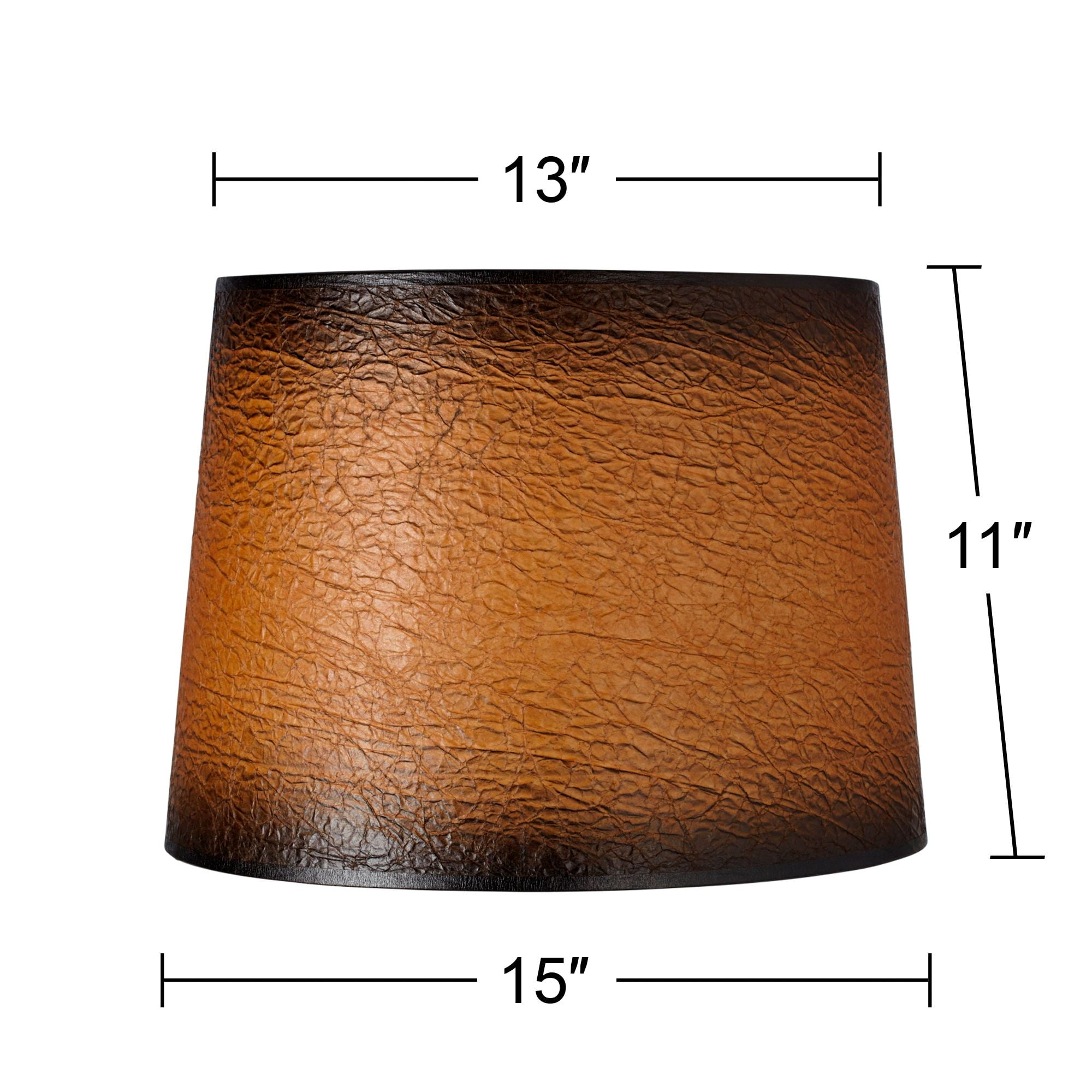 Springcrest Collection Set of 2 Drum Lamp Shades Distressed Crackle Medium 13" Top x 15" Bottom x 10" Slant Spider Replacement Harp and Finial Fitting