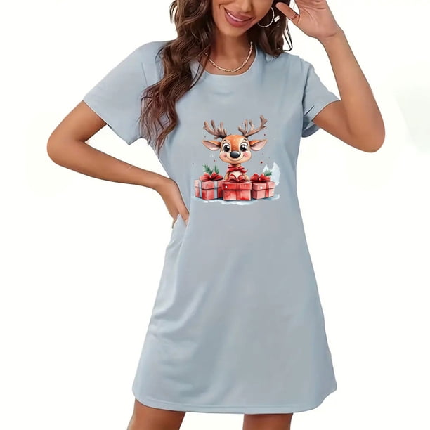 Camisón corto de talla grande para mujer, camisón de manga corta con estampado de pecho a la moda, camisón para mujer