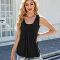 thumbnail image 4 of SWSMCLT Women's Breathable Vest Comfy Fall Cool Elasthane Chic Pull On Scoop Date Vest Bunched Tank Top Black Large, 4 of 5