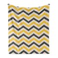 thumbnail image 1 of Yellow Chevron Soft Flannel Fleece Throw Blanket, Large Zigzags in Retro Design Geometrical Horizontal Tile, Cozy Plush for Indoor and Outdoor Use, 50" x 70", Charcoal Grey Yellow, by Ambesonne, 1 of 6