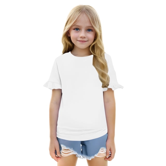 Chemises pour Filles Manches Courtes Unies Col Rond Été pour Adolescentes 11-12 Ans Mode