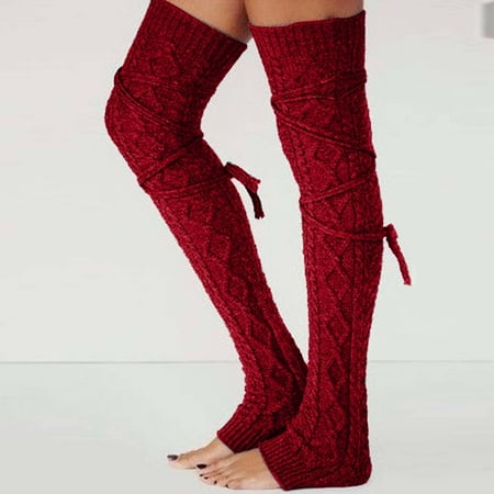 

Leylayray Compression Socks For Women Ladies Woolen Foot Warmers Autumn/winter Solid Over The Knee Stockings With Drawstring Medium Socks Pile Socks(Buy 2 Get 1 Free)