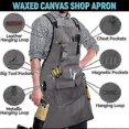 thumbnail image 2 of Men's Carpentry Apron 20 oz Men's Work Apron with 9 Tool Pockets, Heavy Duty Waxed Canvas Apron, 2 of 5