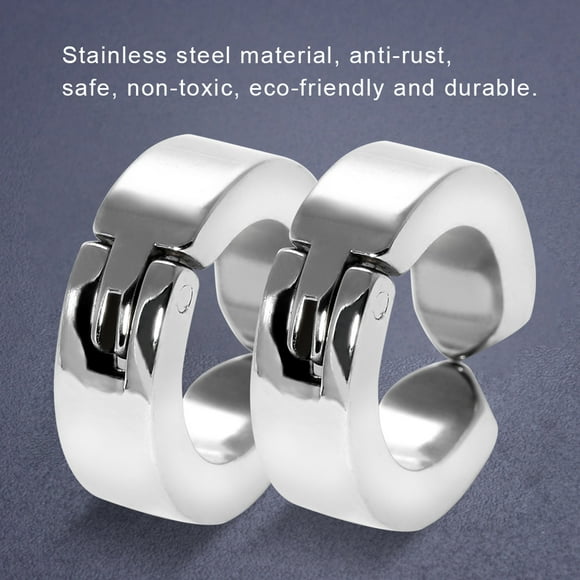 Earrings Ear Cuff Ear Clip Cuff 1 Pair Stylish Stainless Steel Ear Clips Earrings Ear Cuff Jewelry Gift Silver
