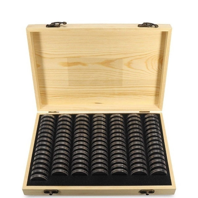 Estuche de almacenamiento,Caja de almacenamiento de monedas de madera del tenedor de la moneda de ma Tomshoo L