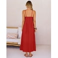 thumbnail image 5 of Merokeety Womens Summer Dresses Boho Spaghetti Strap Square Neck Linen Blend Maxi Sundress Red s, 5 of 6