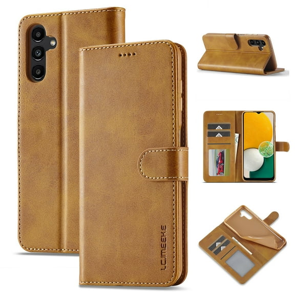 SaniMore for Samsung Galaxy A15Case, PU Leather Skin & Soft TPU Inner Shell [Card Holder   Cash Pocket   Flip Kickstand] Magnetic Closure Protective Wallet Cover For Samsung A15, Yellow