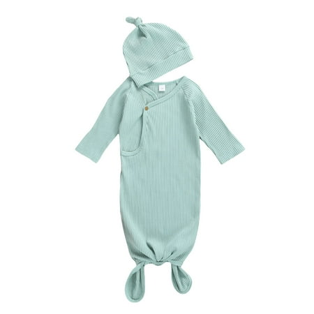 

One opening Solid Color Baby Silkworm Cocoon Type Newborn Wrap Comfort Sleeping Bag Hat Set