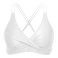 thumbnail image 4 of Huowey Women'S Classic Polka Dot Swimwear Spaghetti Strap V-Neck Fashion Front Cross Swim Tops Underwire Bra Summer Breathable Cozy Bikini Split Swimsuit,White,L, 4 of 4