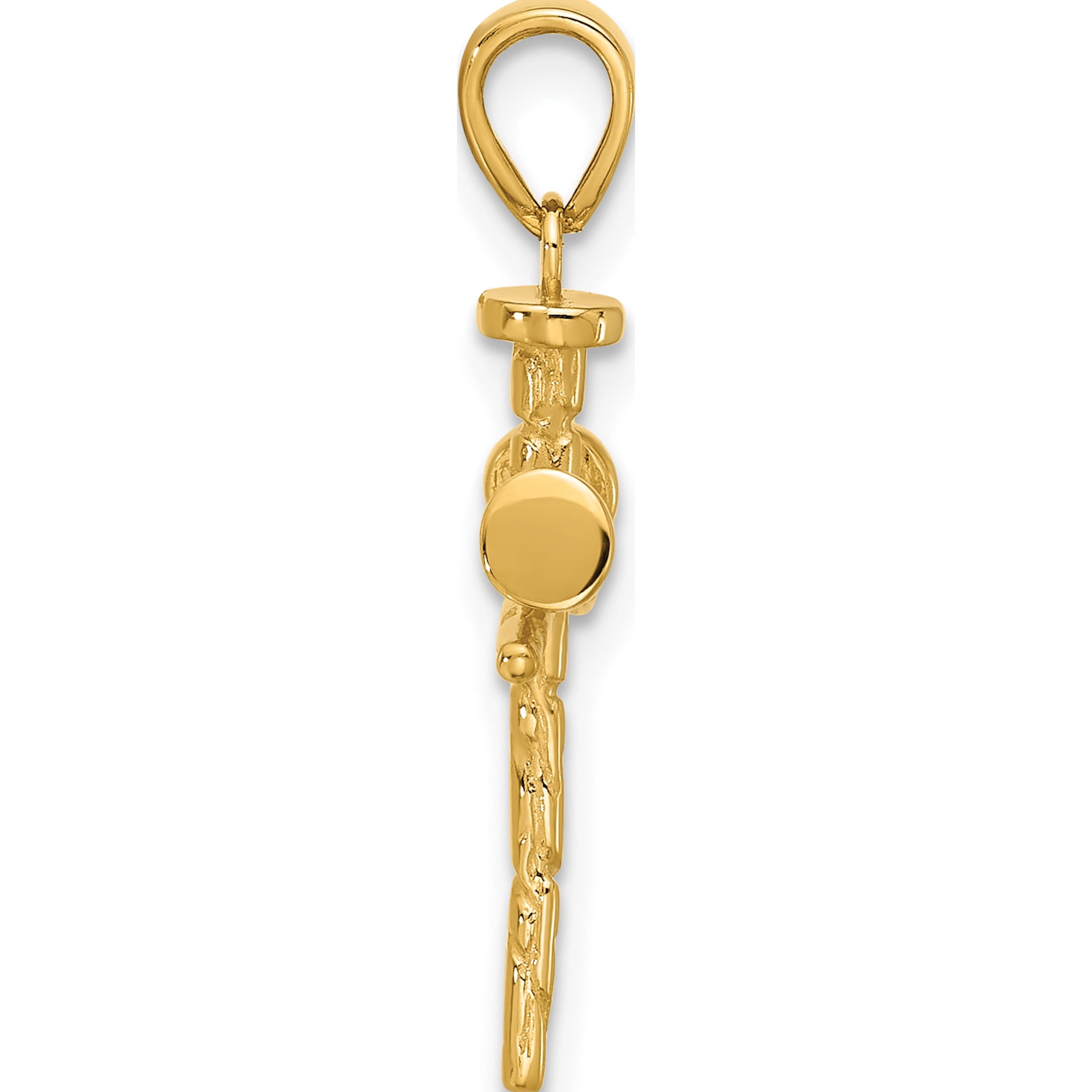 14K Yellow Gold Polished And Textured Nails Cross Pendant (Width 13.4) (Length 26.5) - Jbsp