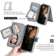 thumbnail image 5 of Allytechgroup 2 in 1 Wallet Case for Apple iPhone 13 Pro Max, Detachable Back Cover Zipper Purse Card Holder Shockproof Hand Wrist Phone Case for Apple iPhone 13 Pro Max, Gray, 5 of 8