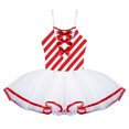 thumbnail image 3 of Aislor Girls Christmas Party Candy Cane Costume Striped Figure Skating Dance Tutu Dress with Santa Hat Red 10, 3 of 7