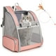 thumbnail image 1 of Mochila para gatos SsawCasa, tamaño grande, para mascotas de 7 kg con juguete, color rosa, 1 of 8