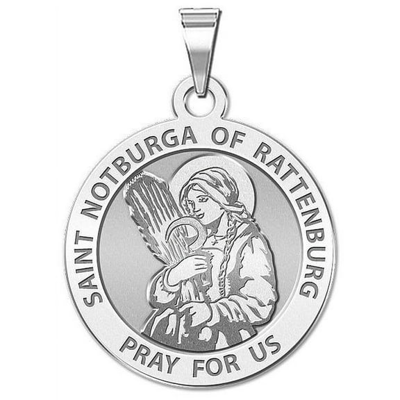Saint Notburga of Rattenburg Religious Medal - 2/3 Inch Size of Dime, Sterling Silver