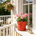 thumbnail image 5 of Imitation Ceramic Plastic Plant Pot with Matching Saucer, Thickened Conical Flower Planter with Drainage Hole for Indoor Outdoor Garden Decor Red, 5 of 6