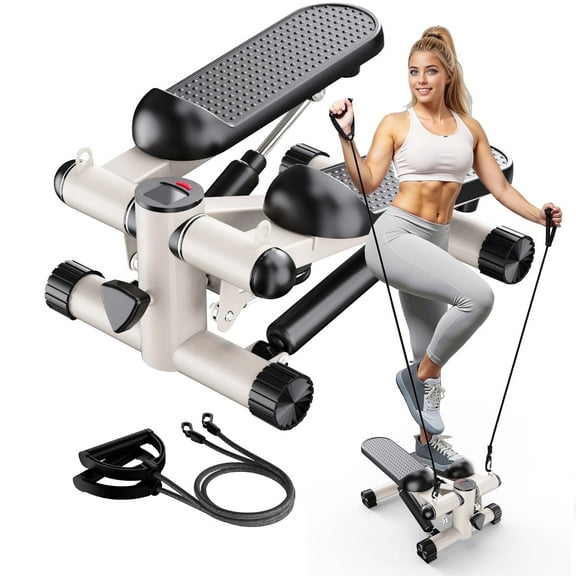 ATHSPO Mini Stepper for Exercise at Home Stair Step Cardio Thigh Master Workout Equipment Fitness Pedal Exerciser Non-Slip Pedals with Resistance Bands LCD Digital Monitor Climber