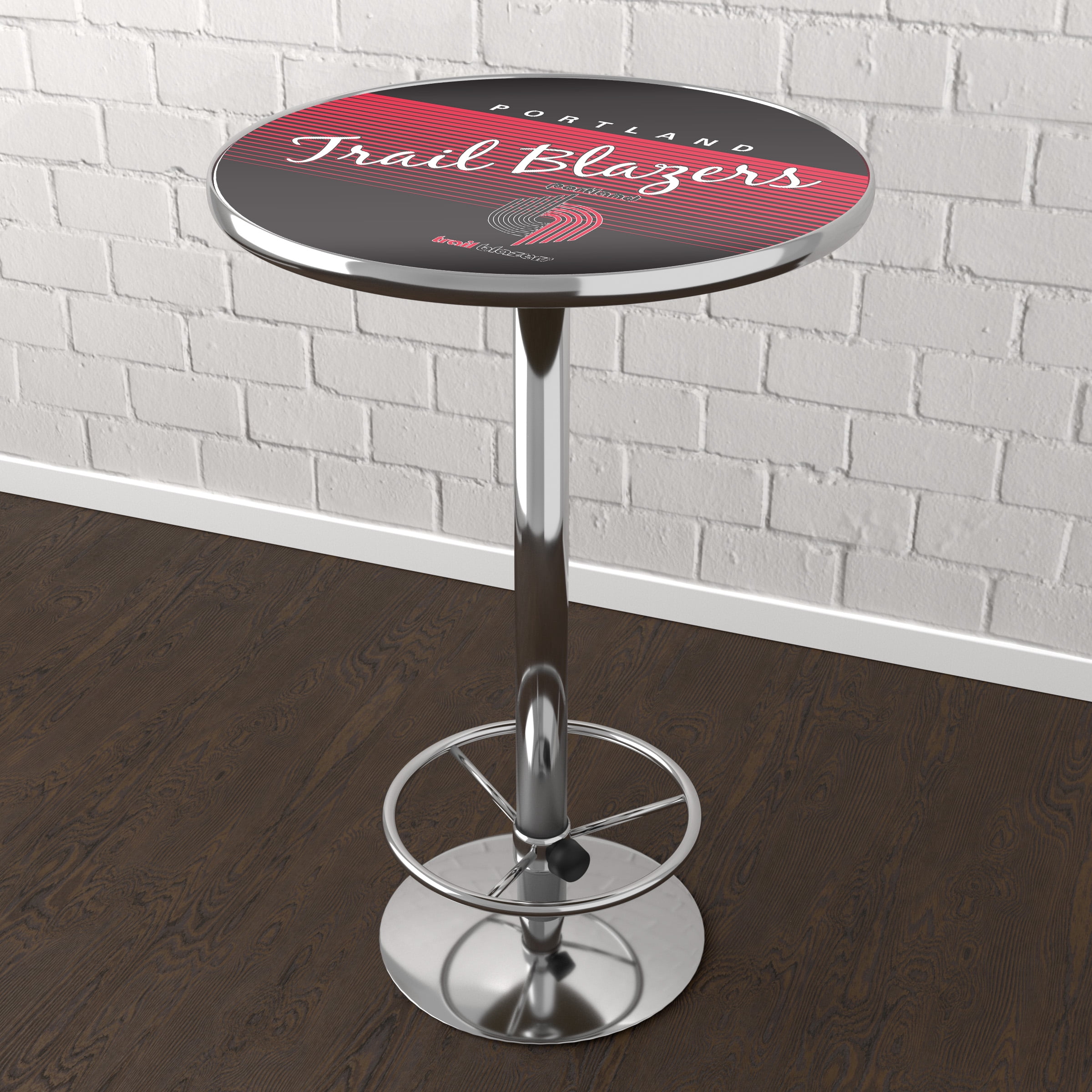 Portland Trail Blazers Hardwood Classics Bar Table with Adjustable Footrest and Acrylic Top